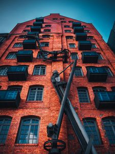 Preview wallpaper building, facade, architecture, brick, windows, balconies