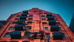 Preview wallpaper building, facade, architecture, brick, windows, balconies