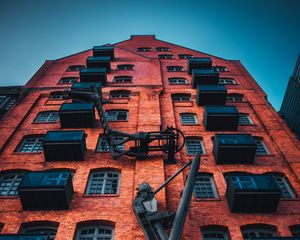 Preview wallpaper building, facade, architecture, brick, windows, balconies