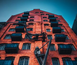 Preview wallpaper building, facade, architecture, brick, windows, balconies