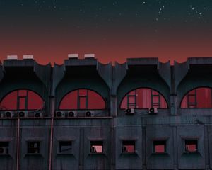 Preview wallpaper building, facade, architecture, urban, night