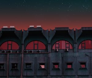 Preview wallpaper building, facade, architecture, urban, night