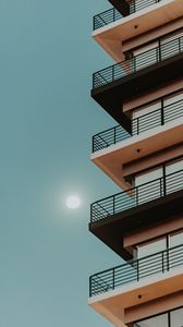 Preview wallpaper building, facade, architecture, moon, night