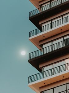 Preview wallpaper building, facade, architecture, moon, night