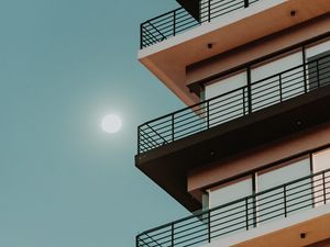 Preview wallpaper building, facade, architecture, moon, night
