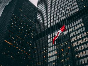 Preview wallpaper building, facade, architecture, flag, canada