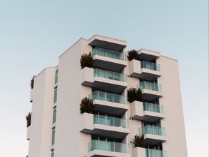 Preview wallpaper building, facade, architecture, balcony, sky