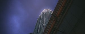 Preview wallpaper building, facade, architecture, bottom view, night