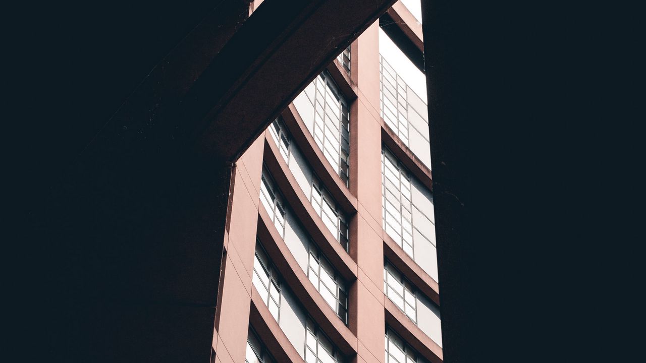 Wallpaper building, facade, architecture, minimalism, windows