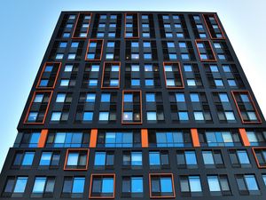 Preview wallpaper building, facade, architecture, windows, wall, sky