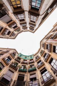 Preview wallpaper building, facade, architecture, sky, bottom view, balcony