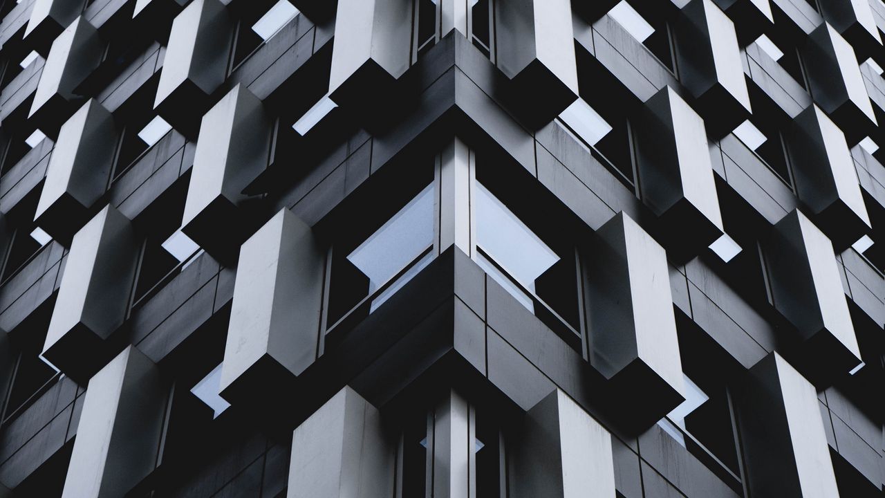 Wallpaper building, facade, architecture, modern, gray