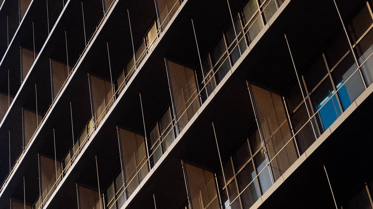 Wallpaper building, facade, architecture, symmetry, brown