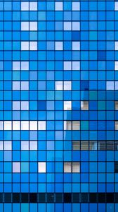 Preview wallpaper building, facade, architecture, mosaic, minimalism, blue