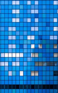 Preview wallpaper building, facade, architecture, mosaic, minimalism, blue