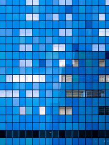 Preview wallpaper building, facade, architecture, mosaic, minimalism, blue