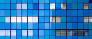 Preview wallpaper building, facade, architecture, mosaic, minimalism, blue