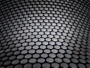 Preview wallpaper building, facade, architecture, circles, texture