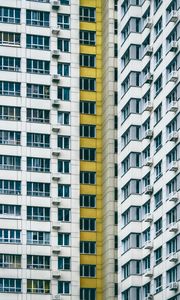 Preview wallpaper building, facade, architecture, multi-storey, white, yellow