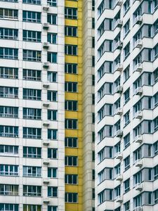 Preview wallpaper building, facade, architecture, multi-storey, white, yellow