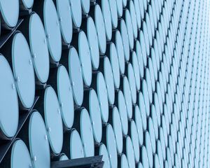 Preview wallpaper building, facade, architecture, circles, camera, watching