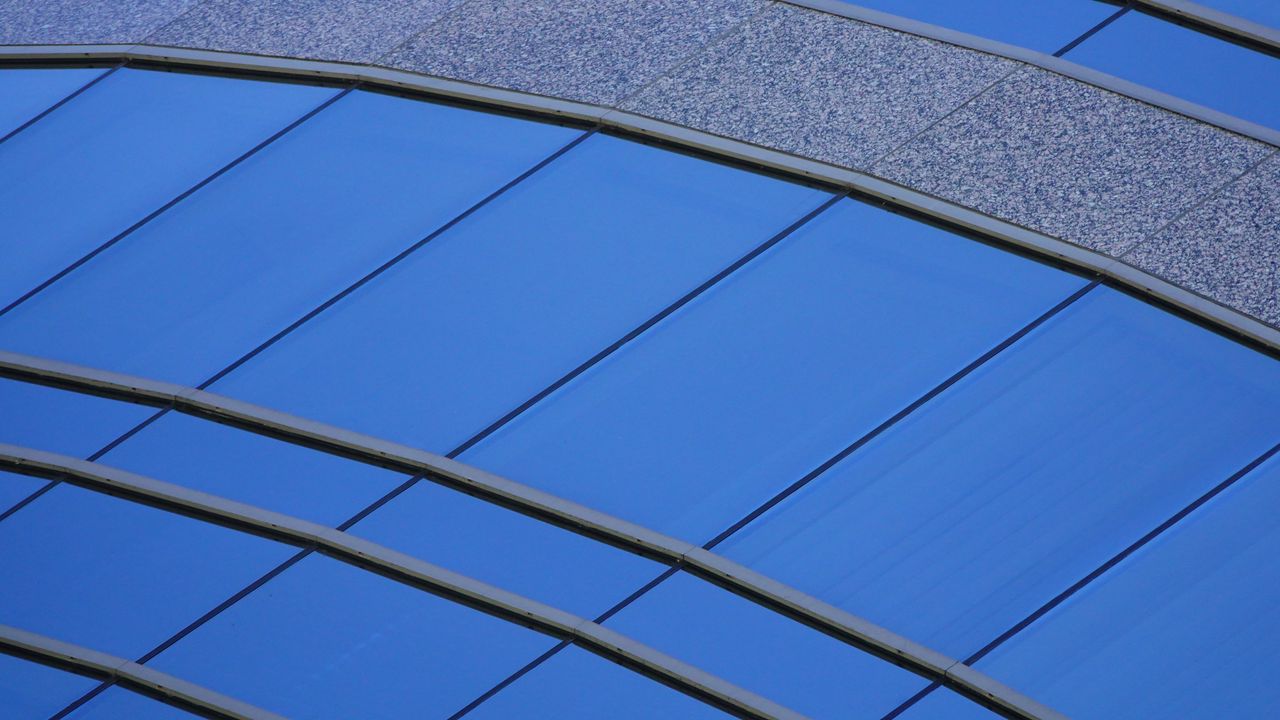 Wallpaper building, facade, architecture, glass, blue