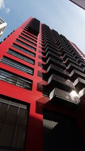 Preview wallpaper building, facade, architecture, red, bottom view