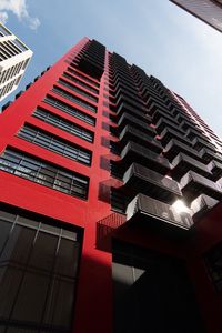 Preview wallpaper building, facade, architecture, red, bottom view