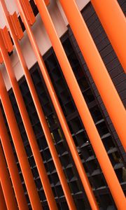 Preview wallpaper building, facade, architecture, stripes, orange