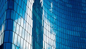 Preview wallpaper building, facade, architecture, glass, reflection, blue