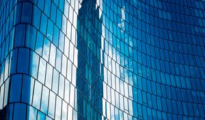 Preview wallpaper building, facade, architecture, glass, reflection, blue