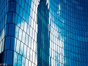 Preview wallpaper building, facade, architecture, glass, reflection, blue