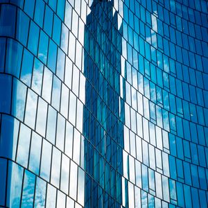 Preview wallpaper building, facade, architecture, glass, reflection, blue