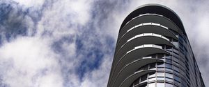 Preview wallpaper building, facade, architecture, sky, bottom view, glass