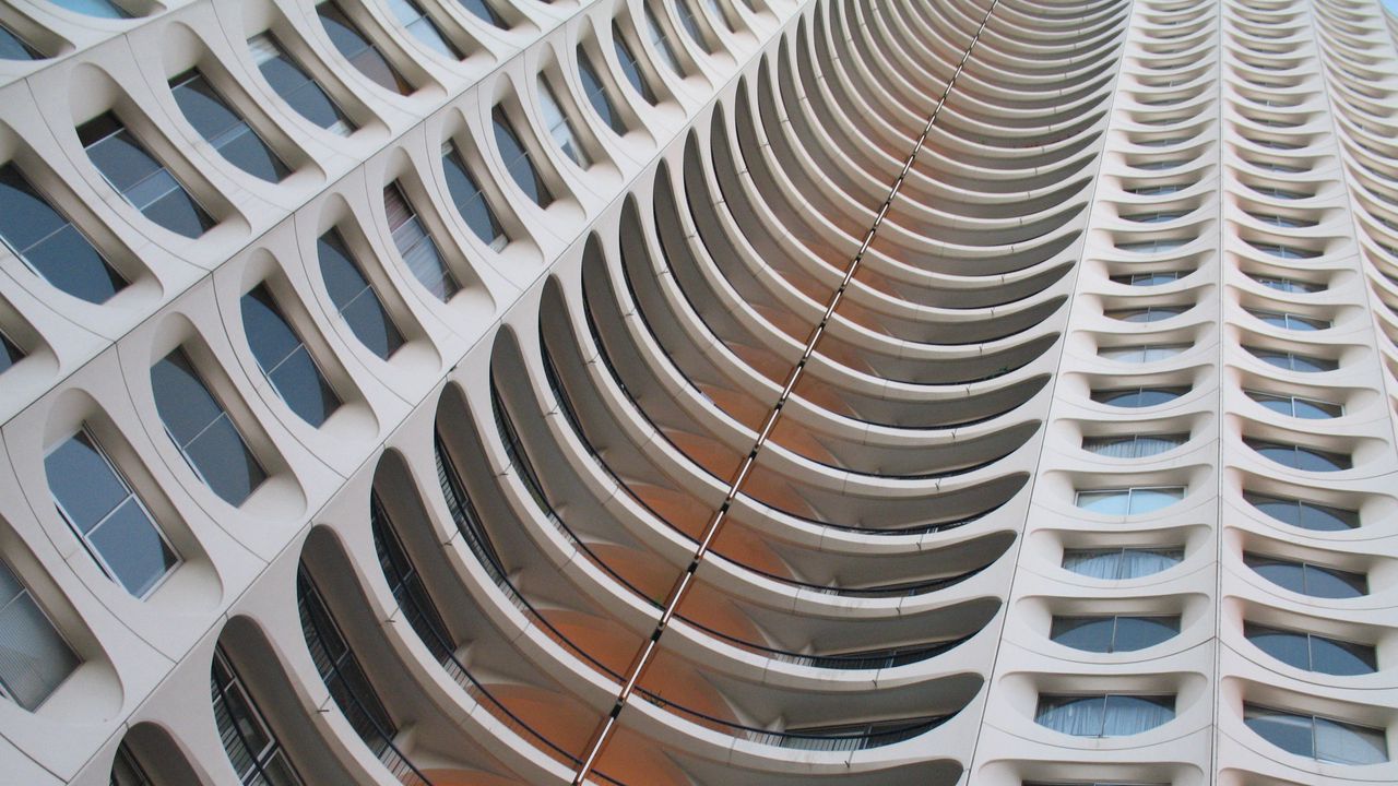 Wallpaper building, facade, architecture, white, balconies