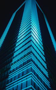 Preview wallpaper building, facade, backlight, glow, night