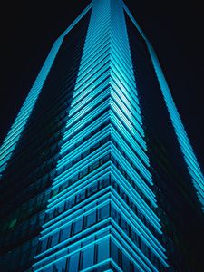Preview wallpaper building, facade, backlight, glow, night
