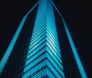 Preview wallpaper building, facade, backlight, glow, night