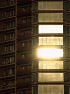 Preview wallpaper building, facade, balconies, windows, light