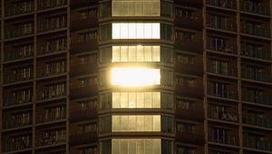 Preview wallpaper building, facade, balconies, windows, light