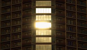 Preview wallpaper building, facade, balconies, windows, light