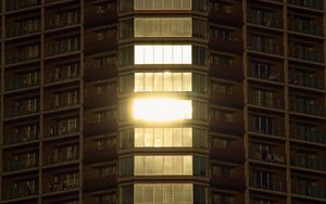 Preview wallpaper building, facade, balconies, windows, light