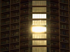 Preview wallpaper building, facade, balconies, windows, light