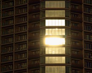 Preview wallpaper building, facade, balconies, windows, light