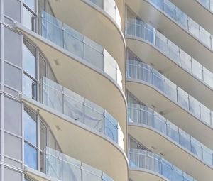 Preview wallpaper building, facade, balconies, white