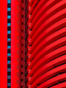 Preview wallpaper building, facade, balcony, red