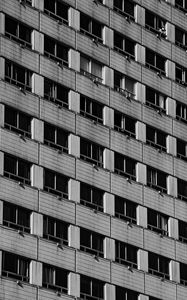 Preview wallpaper building, facade, balcony, bw