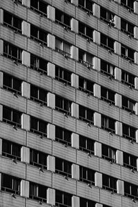 Preview wallpaper building, facade, balcony, bw