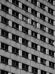 Preview wallpaper building, facade, balcony, bw