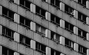 Preview wallpaper building, facade, balcony, bw